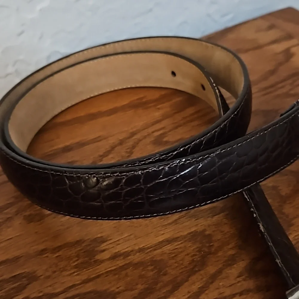 VTG BRIGHTON 1990s Dark Brown Crocodile Belt Medium